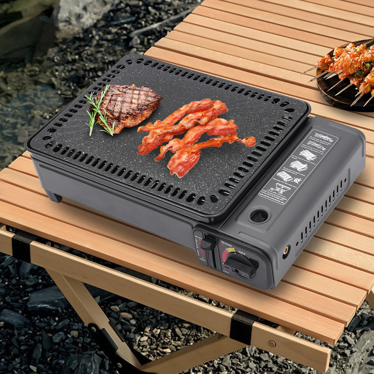 Portable Dual Fuel Gas Grill Stove With Piezo Ignition