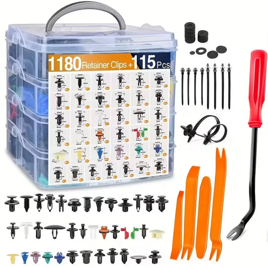 Universal Car Clip And Fastener Kit With Removal Tools