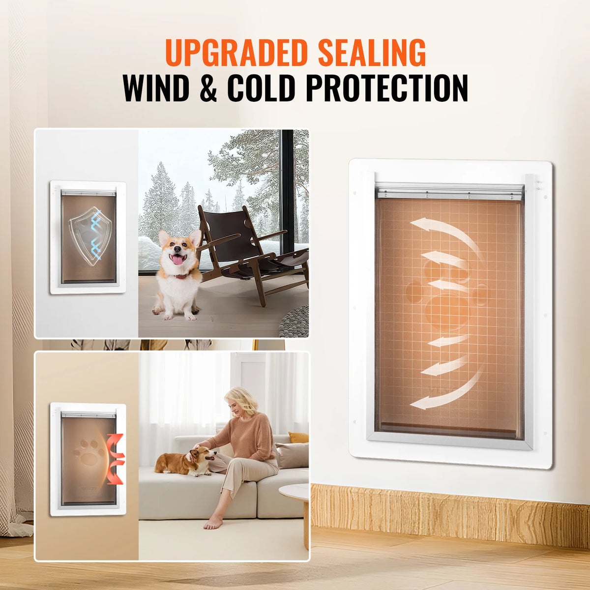SucceBuy Metal Frame Pet Door With Lock And Weatherproof Flap