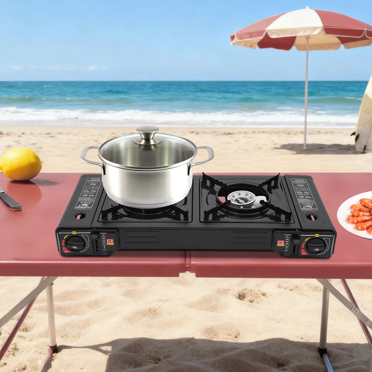 Portable Two Burner Gas Camping Stove With Storage Case