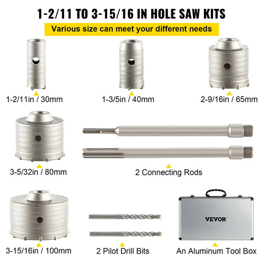 SucceBuy Concrete Hole Saw Kit For Brick And Cement Drilling