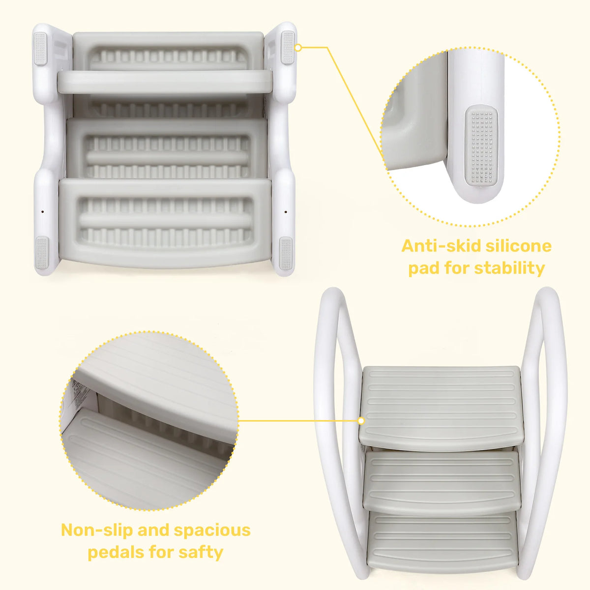 Toddler Step Stool, Kids Step Stool with Handles Sides, Plastic 3 Step Stool for Bathroom Sink,Kitchen Counter,Toilet Potty Trai
