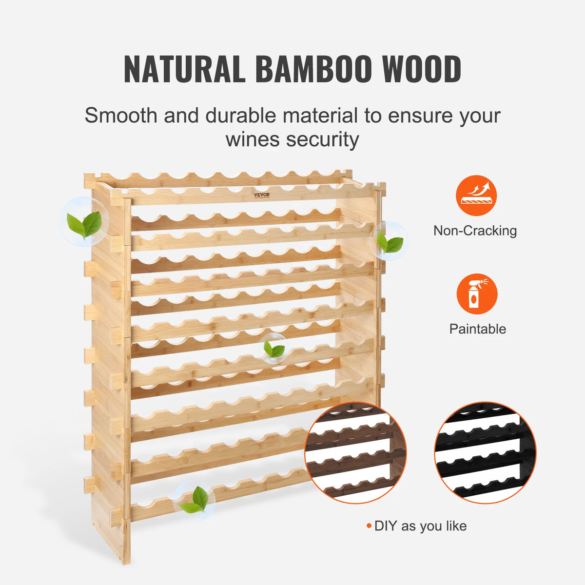 SucceBuy Stackable Bamboo Wine Rack Freestanding Modular Storage Shelf