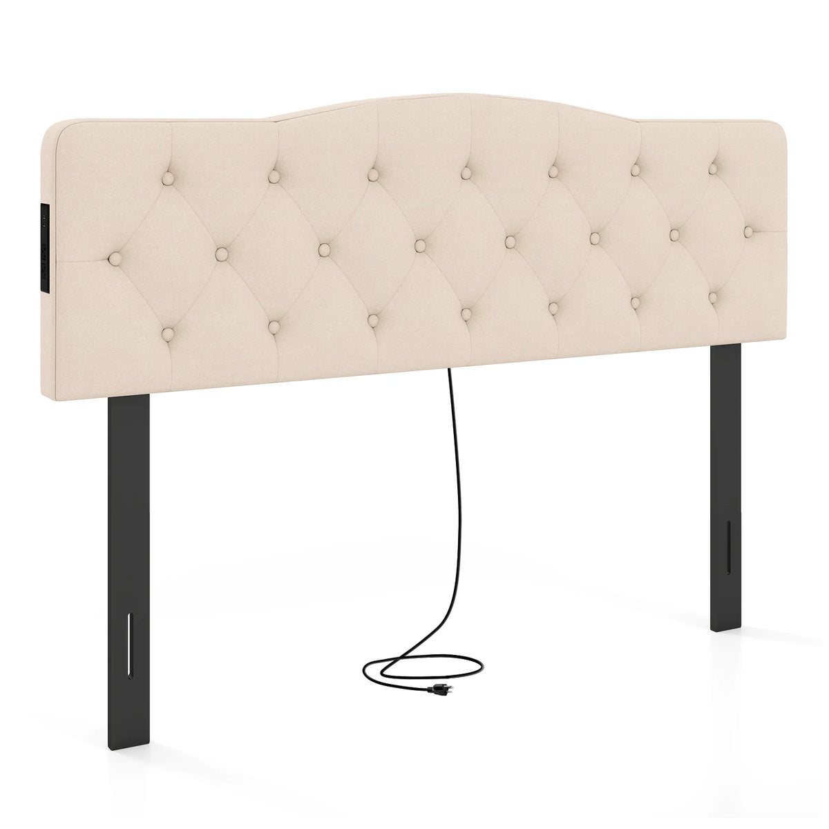 Homasis Tufted Upholstered Headboard With Built In Outlets