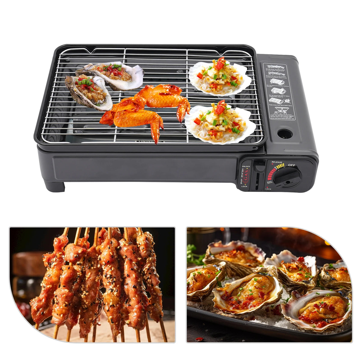 Portable Dual Fuel Gas Grill Stove With Piezo Ignition
