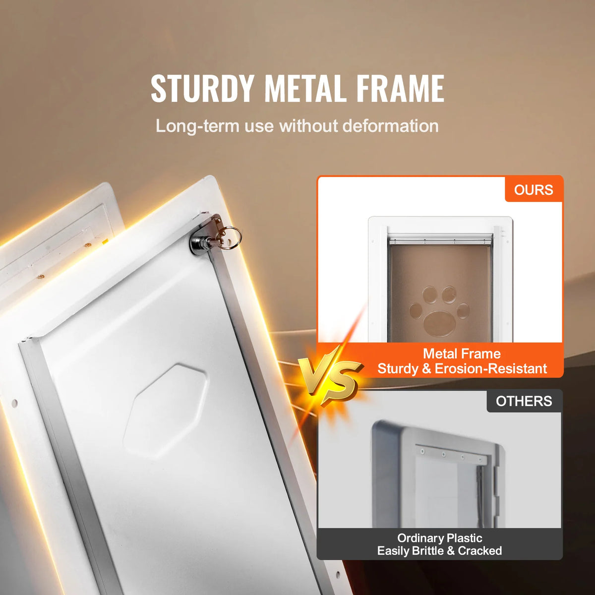 SucceBuy Metal Frame Pet Door With Lock And Weatherproof Flap
