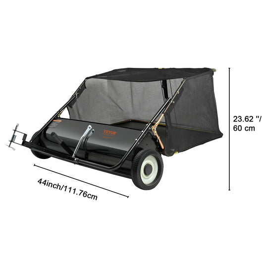 SucceBuy Heavy Duty Tow Behind Lawn Sweeper And Grass Collector