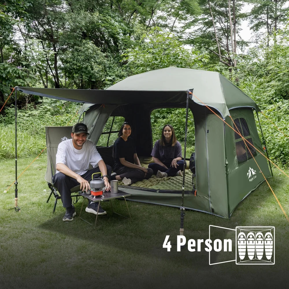 Night Cat Pop Up Blackout Waterproof Camping Tent With Rainfly