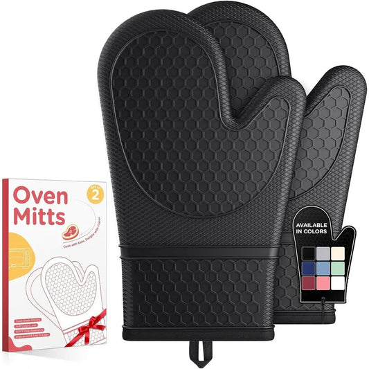 Heat Resistant Silicone Oven Mitts With Cushioned Padding