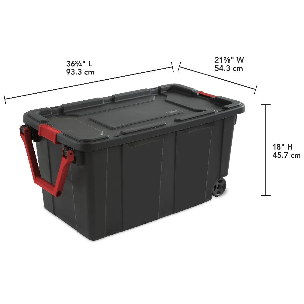 Sterilite Wheeled Industrial Plastic Storage Container For Garage