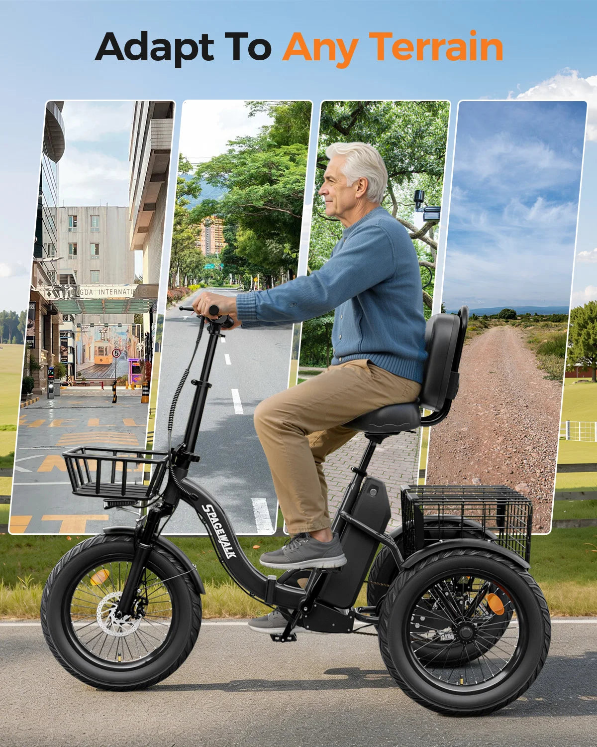 Spacewalk 1200W Peak Power Brushless Electric Trike With Basket