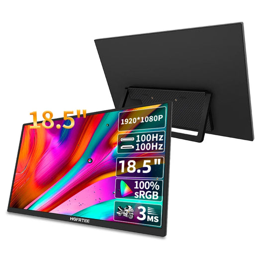 HGFRTEE 18.5inch 100Hz Portable Monitor With VESA Hole Stand PC Gaming Extended Display ADS-IPS Large screen Support Type-C HDMI