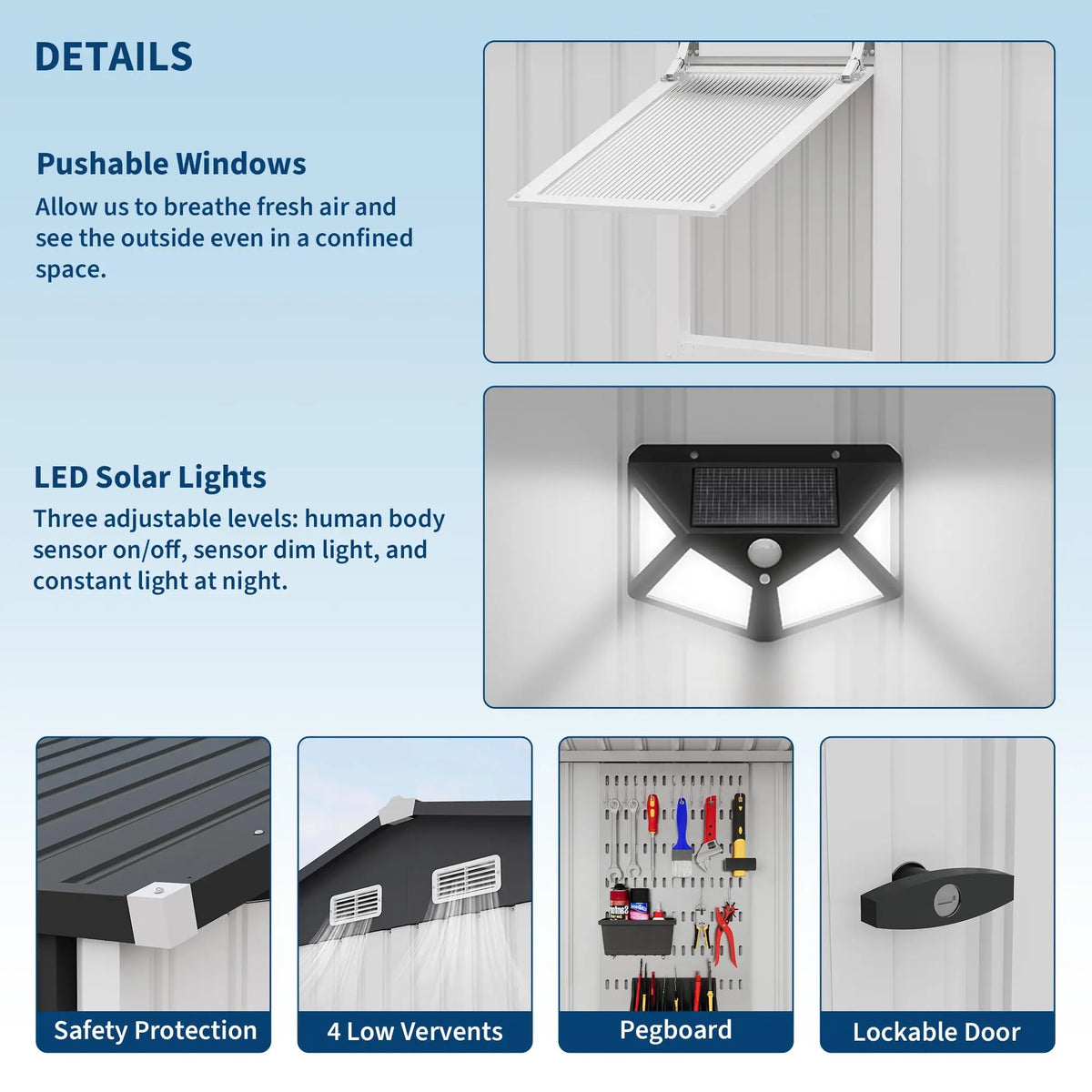 HiMISS Steel Garden Storage Shed Featuring Secure Lockable Doors