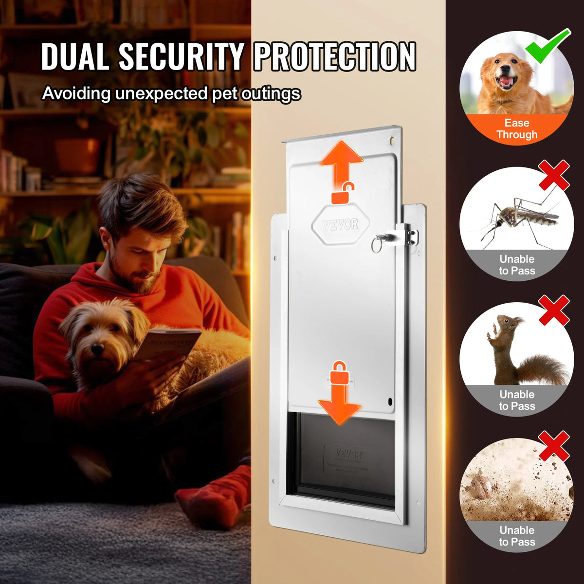 SucceBuy Metal Frame Pet Door With Lock And Weatherproof Flap