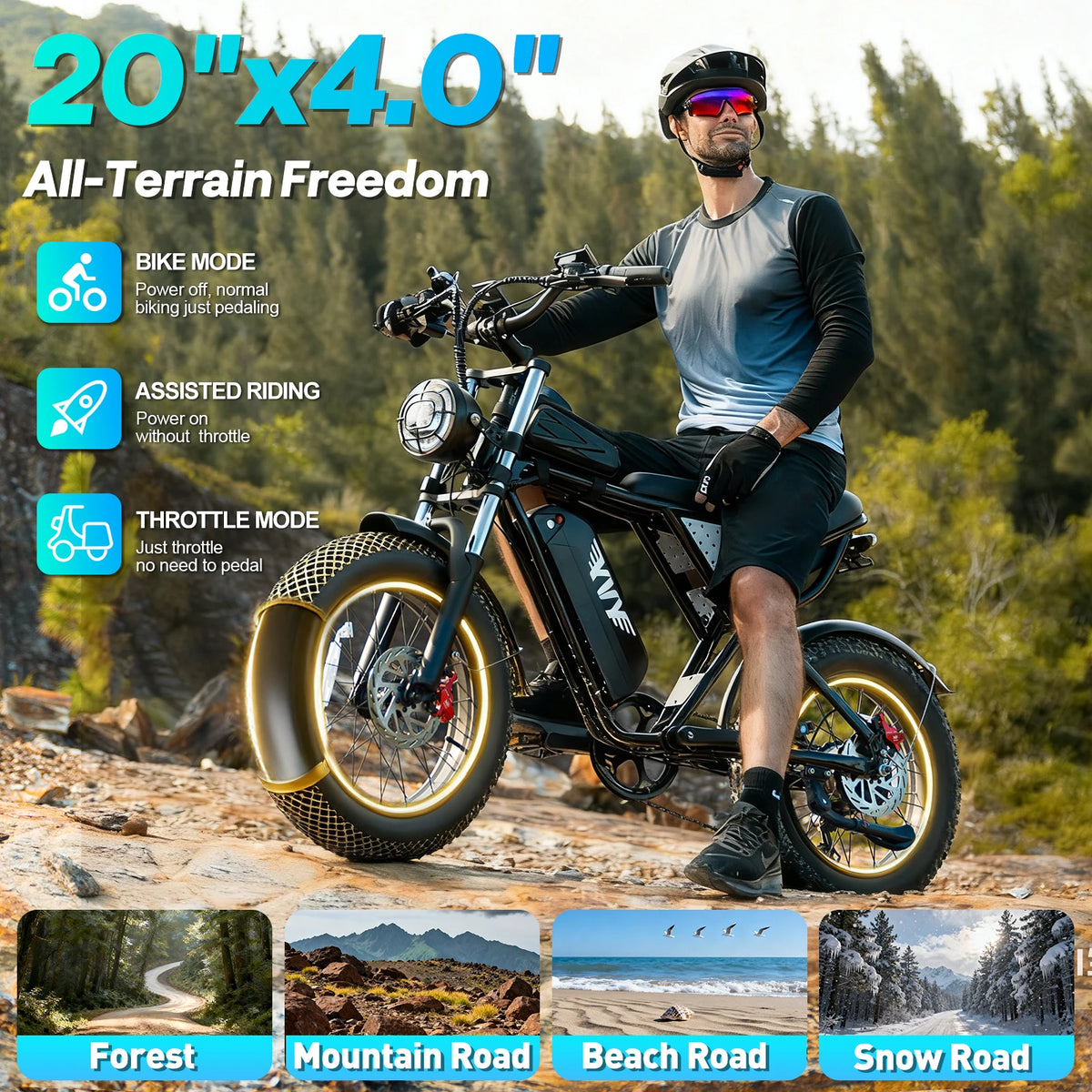 YVY K20 Lite Seven Speed Electric Fat Tire Mountain Ebike