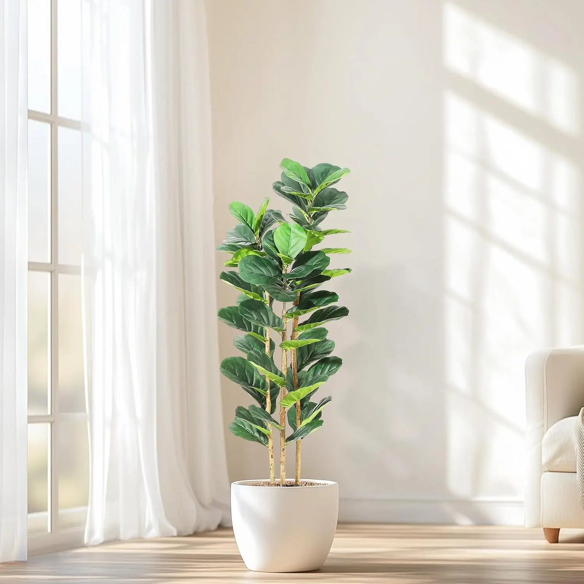 HiMISS Artificial Fiddle Leaf Fig Tree With Pot Outdoor Decor
