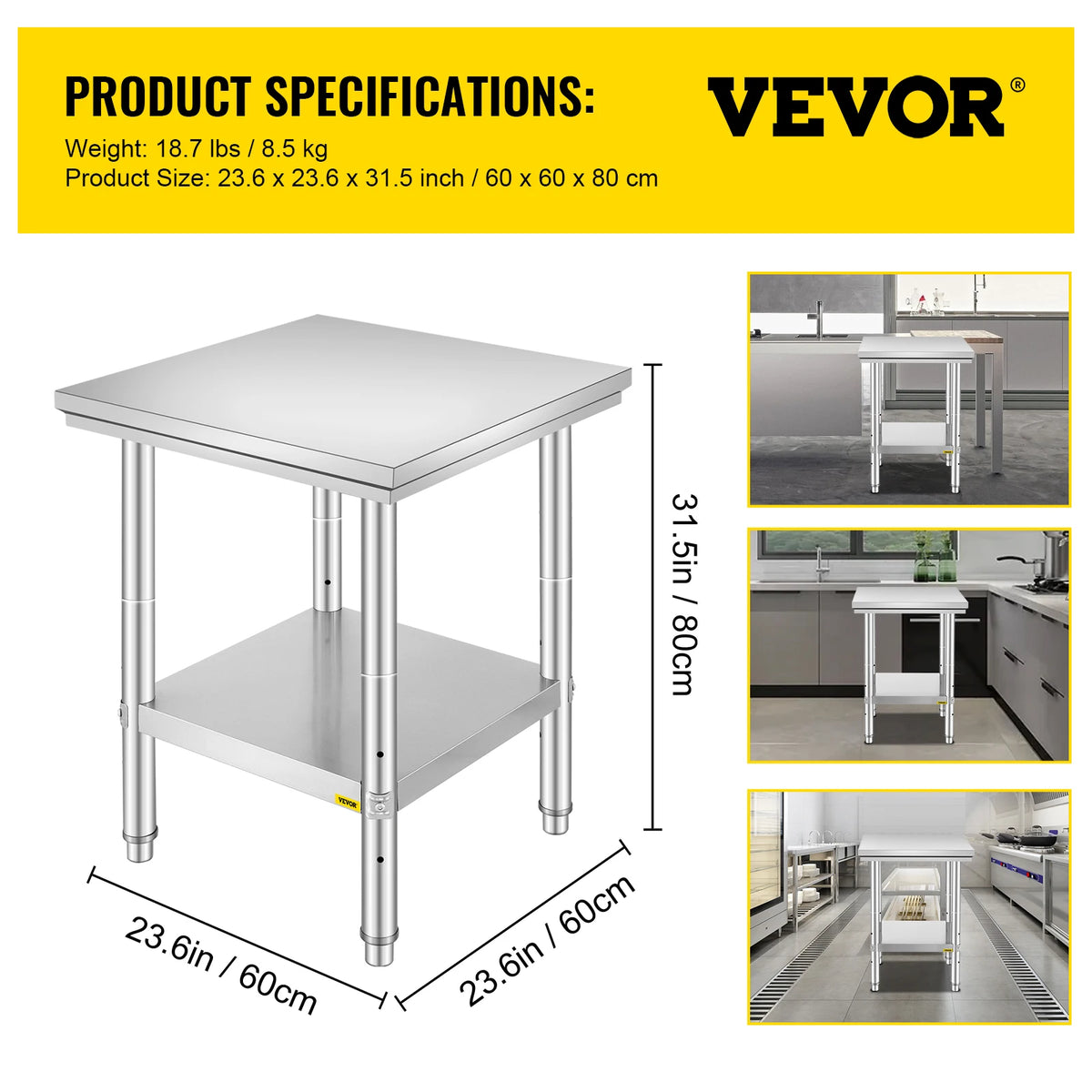 Commercial Stainless Steel Kitchen Work Bench With Undershelf