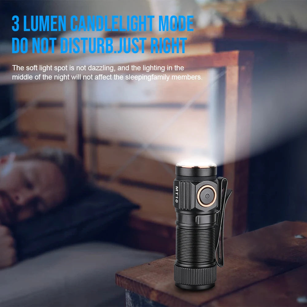 TrustFire MT10 Rechargeable LED Flashlight 1000 Lumens USB C Charging