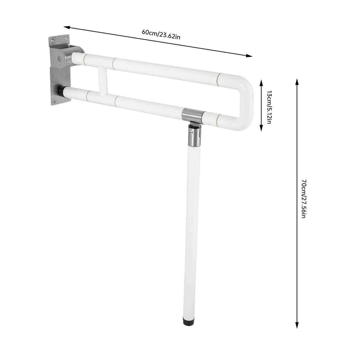 Foldable Metal Toilet Grab Bar With Non Slip Handrail Support