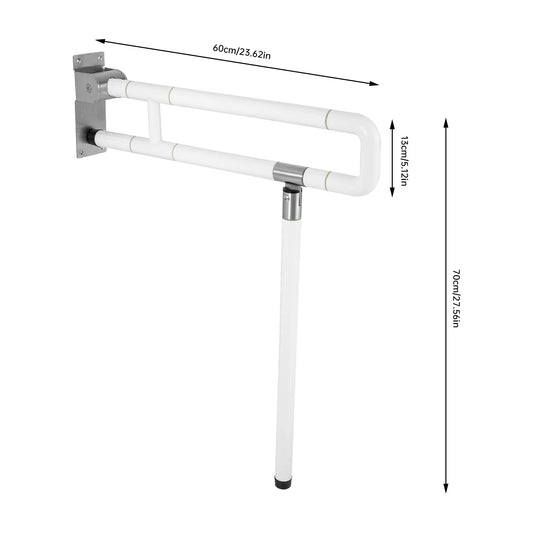 Foldable Metal Toilet Grab Bar With Non Slip Handrail Support