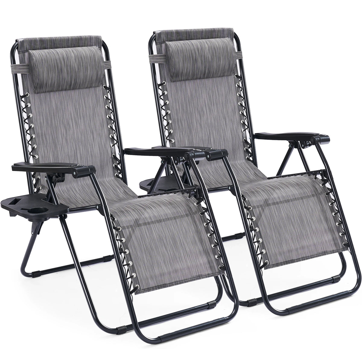 JHK Zero Gravity Outdoor Recliner Chair Set With Cup Holders