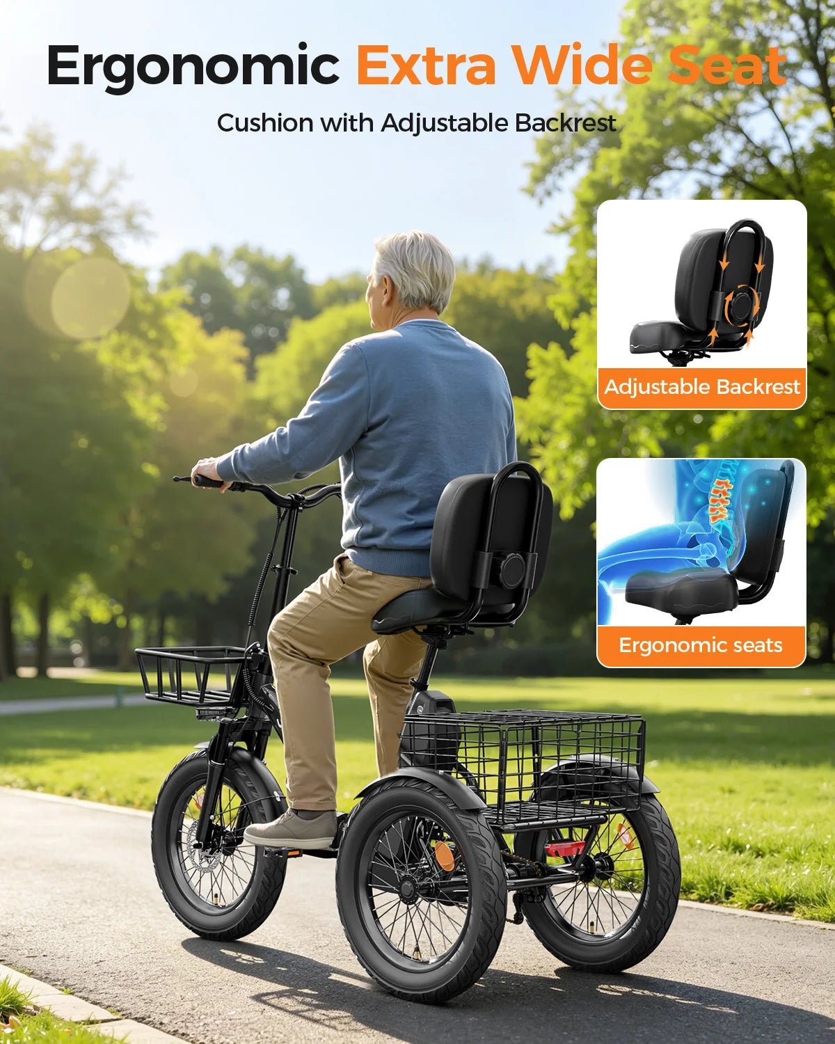 Spacewalk 1200W Peak Power Brushless Electric Trike With Basket