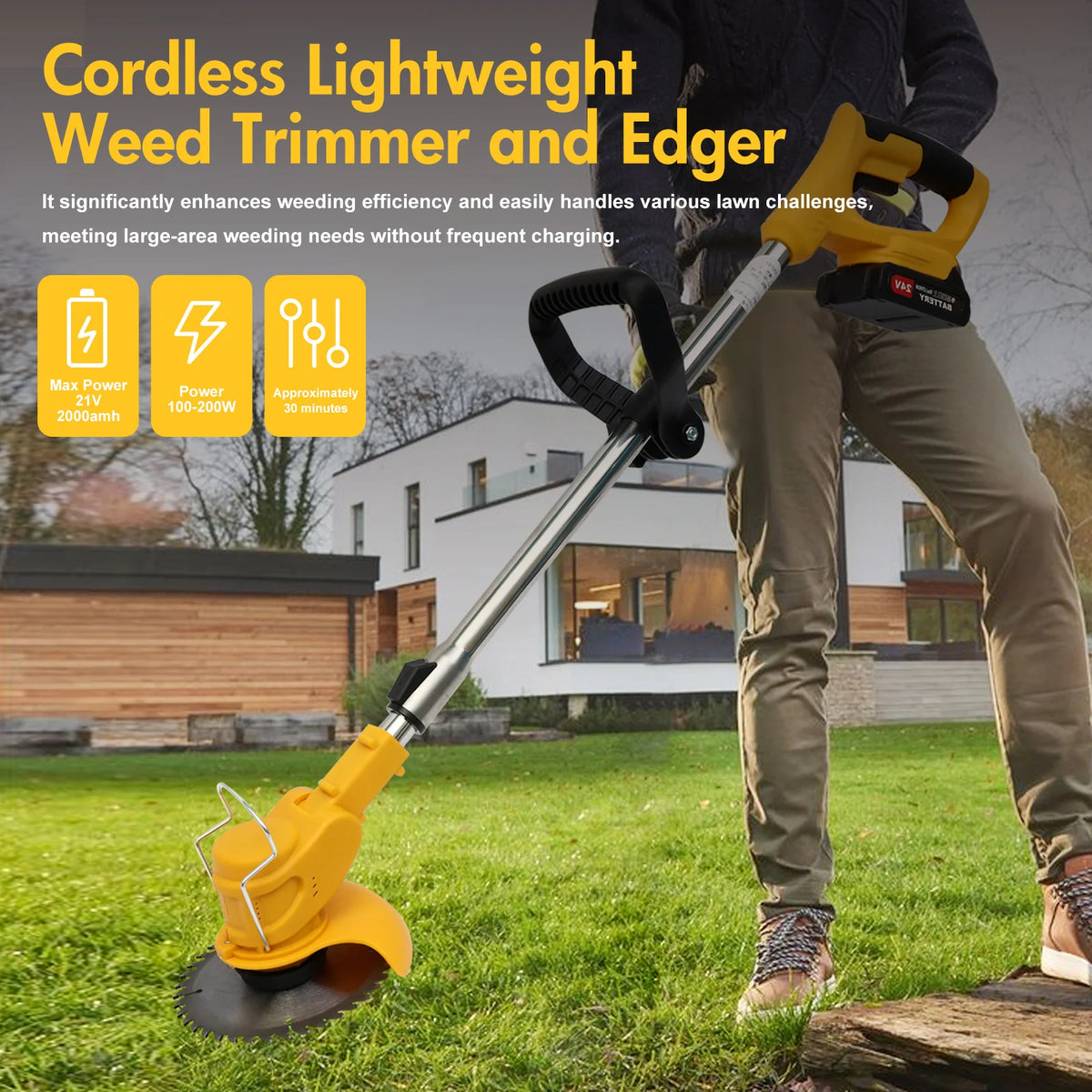 21V Cordless Brushless Multifunctional Grass Trimmer And Lawn Mower Tool