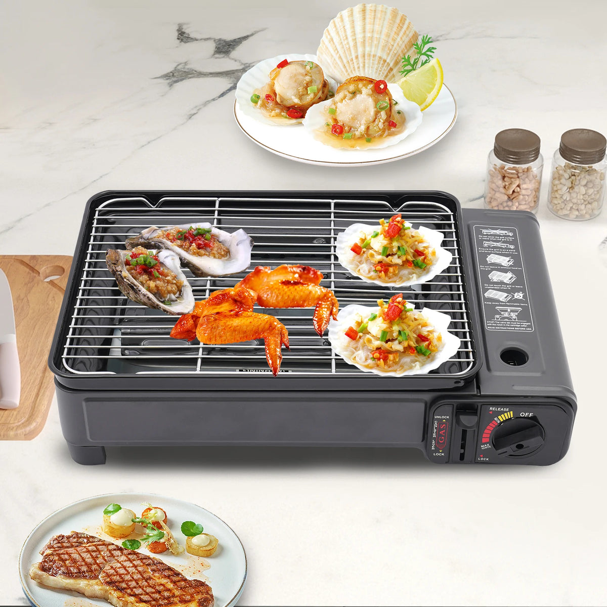 Portable Dual Fuel Gas Grill Stove With Piezo Ignition