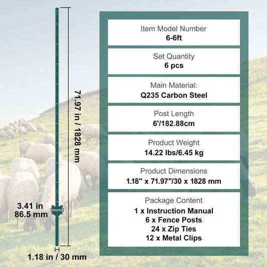 SucceBuy Heavy Duty Carbon Steel T Post Fence Stakes Outdoor