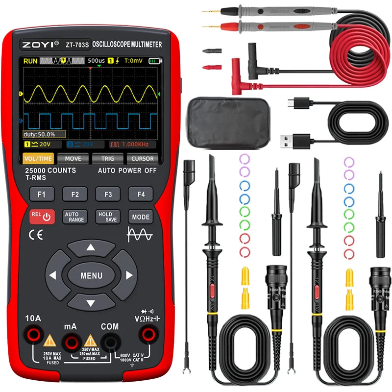 ZOYI ZT-703S Handheld Digital Oscilloscope Multimeter Signal Generator