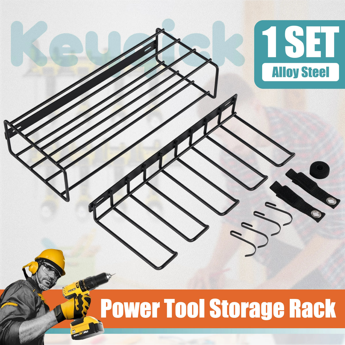 Heavy Duty Metal Wall Mounted Power Tool Storage Rack
