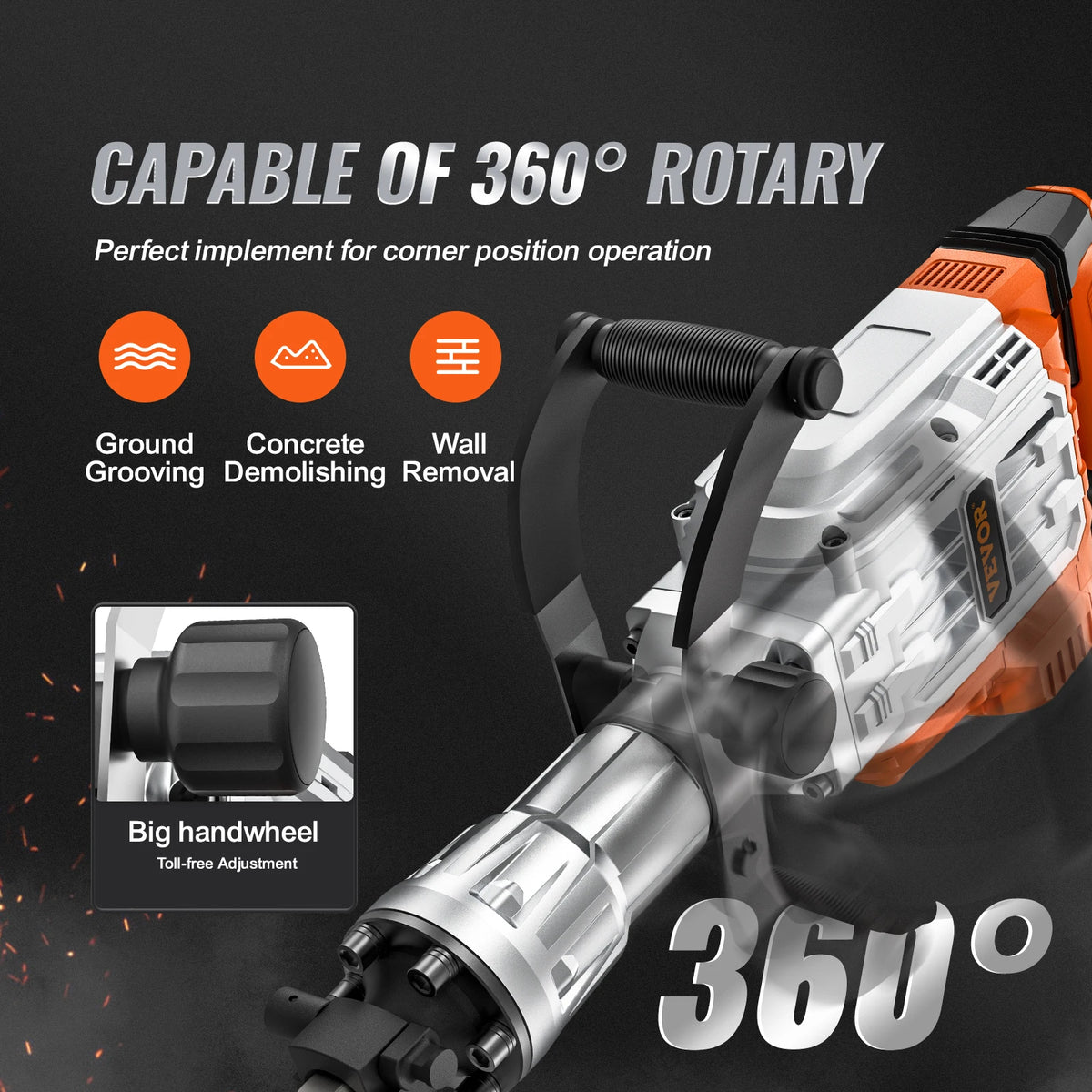 SucceBuy Heavy Duty Electric Demolition Jack Hammer Concrete Breaker