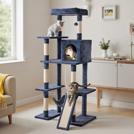 Jhk Stable Multi Tier Cat Tree With Natural Sisal Posts