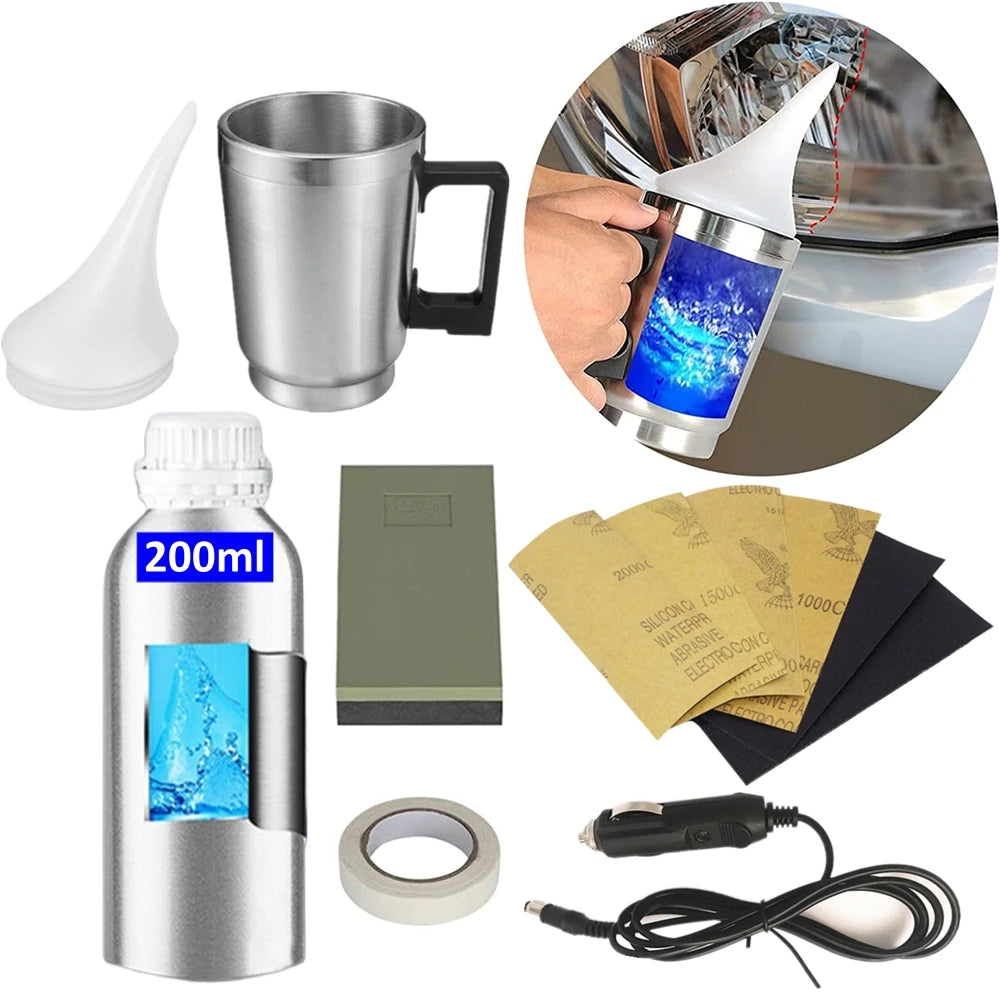 Headlight Restoration Kit With Polymer Polish And Cleaner