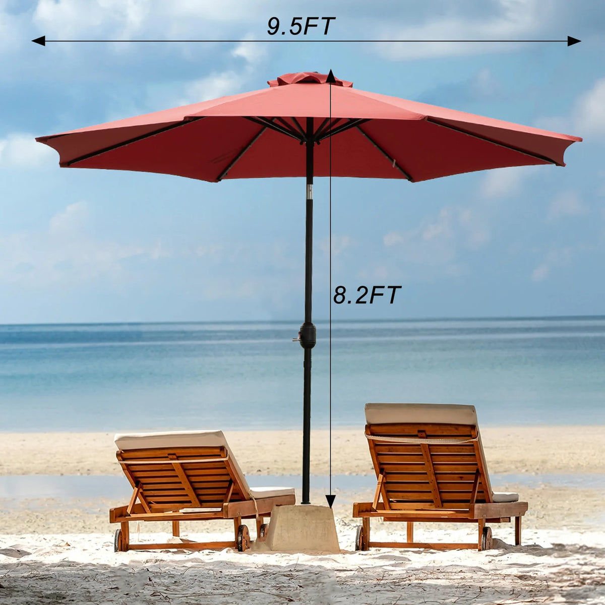 JHK Solar Patio Umbrella With LED Lights Tilt And Crank