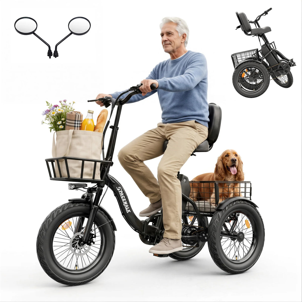 Spacewalk 1200W Peak Power Brushless Electric Trike With Basket