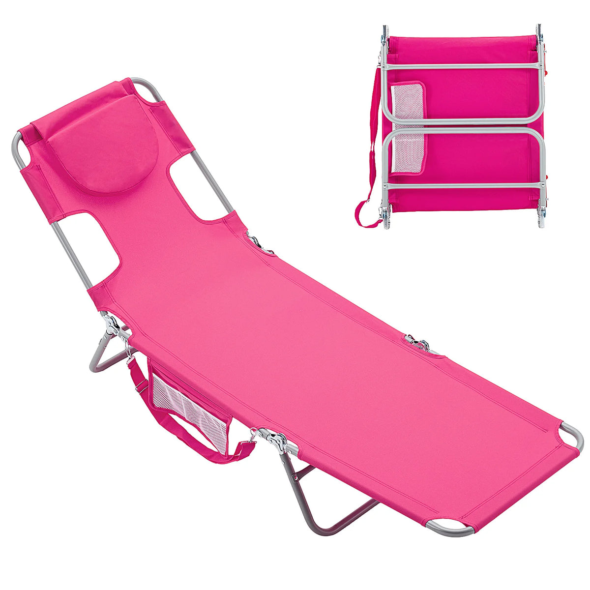 JHK Adjustable Reclining Foldable Outdoor Beach Lounge Chair