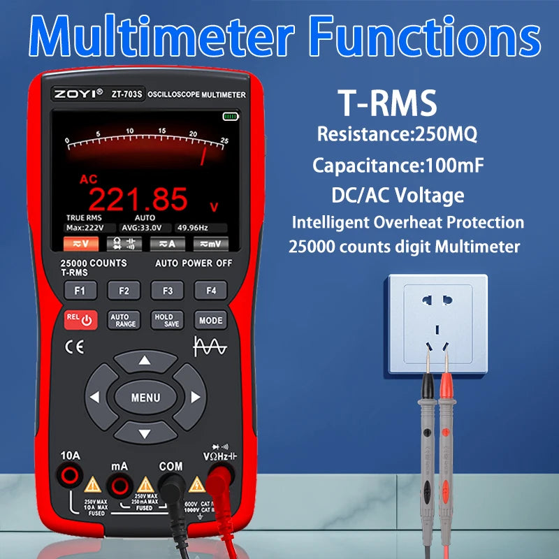 ZOYI ZT-703S Handheld Digital Oscilloscope Multimeter Signal Generator