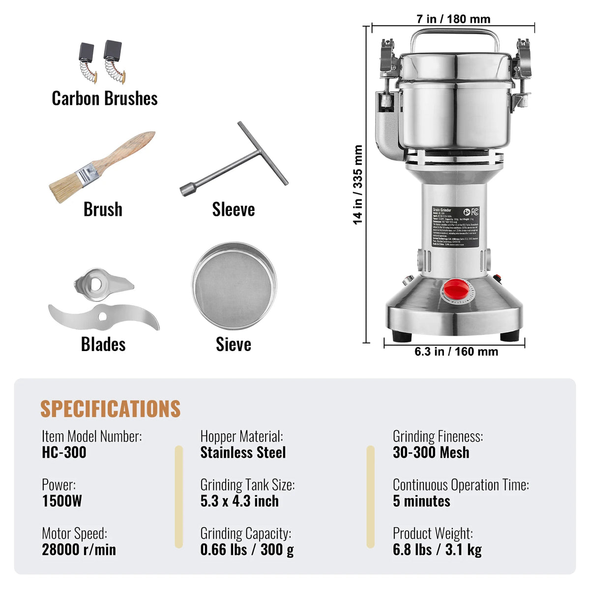 SucceBuy Commercial Electric Grain Mill and Spice Grinder