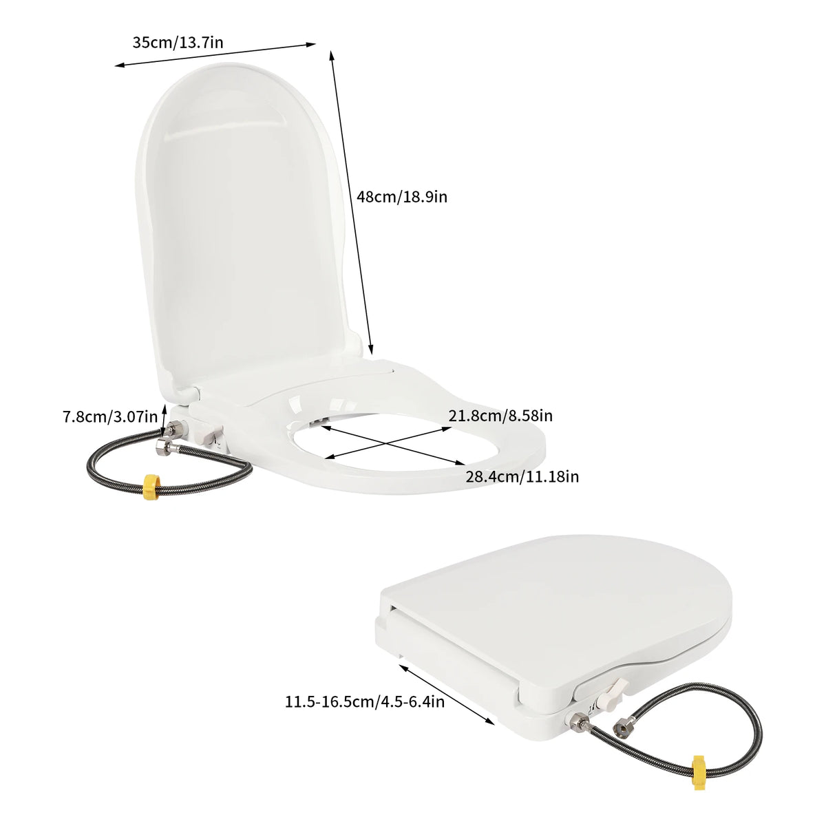 Non Electric Bidet Toilet Seat With Dual Nozzle Cleaning System