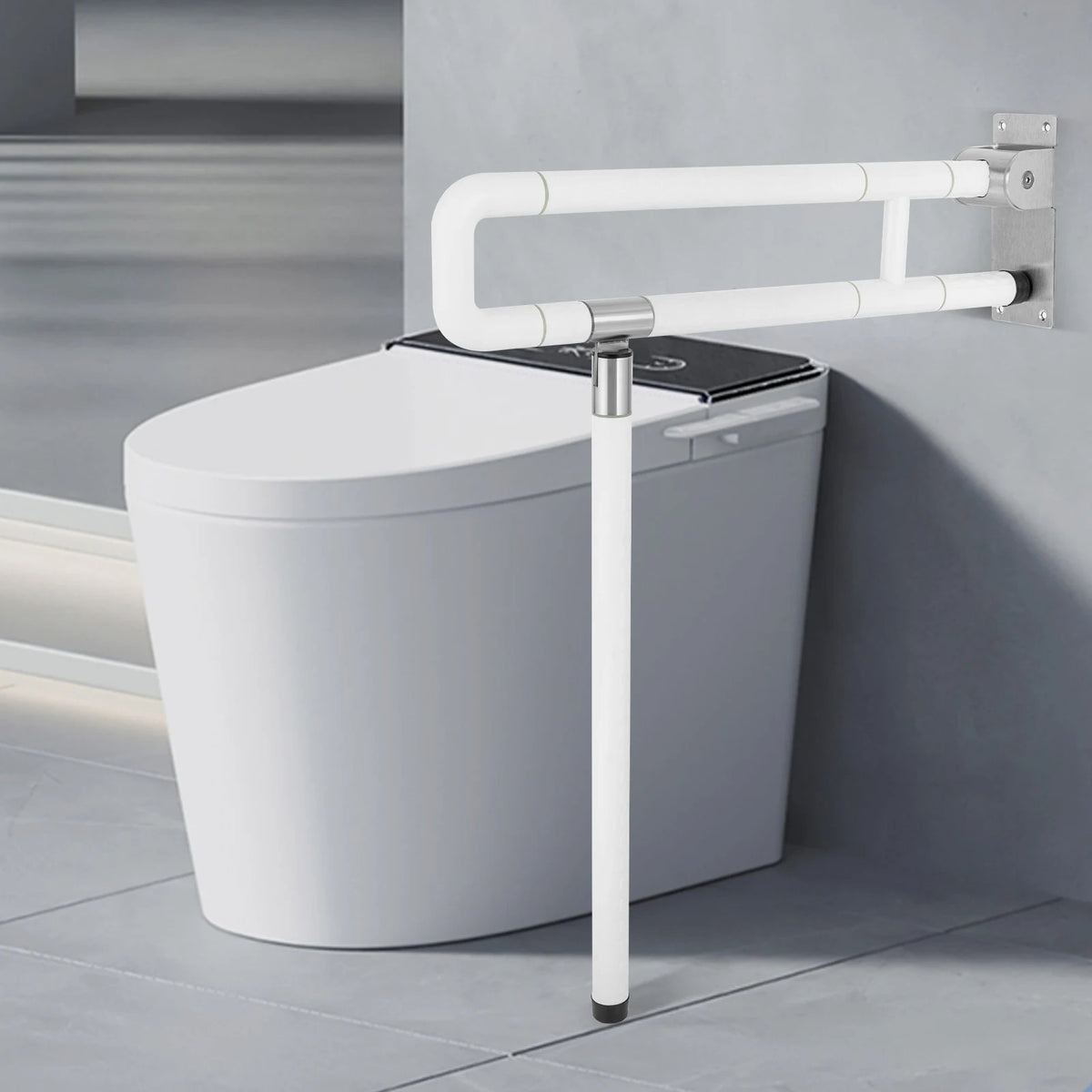 Foldable Metal Toilet Grab Bar With Non Slip Handrail Support