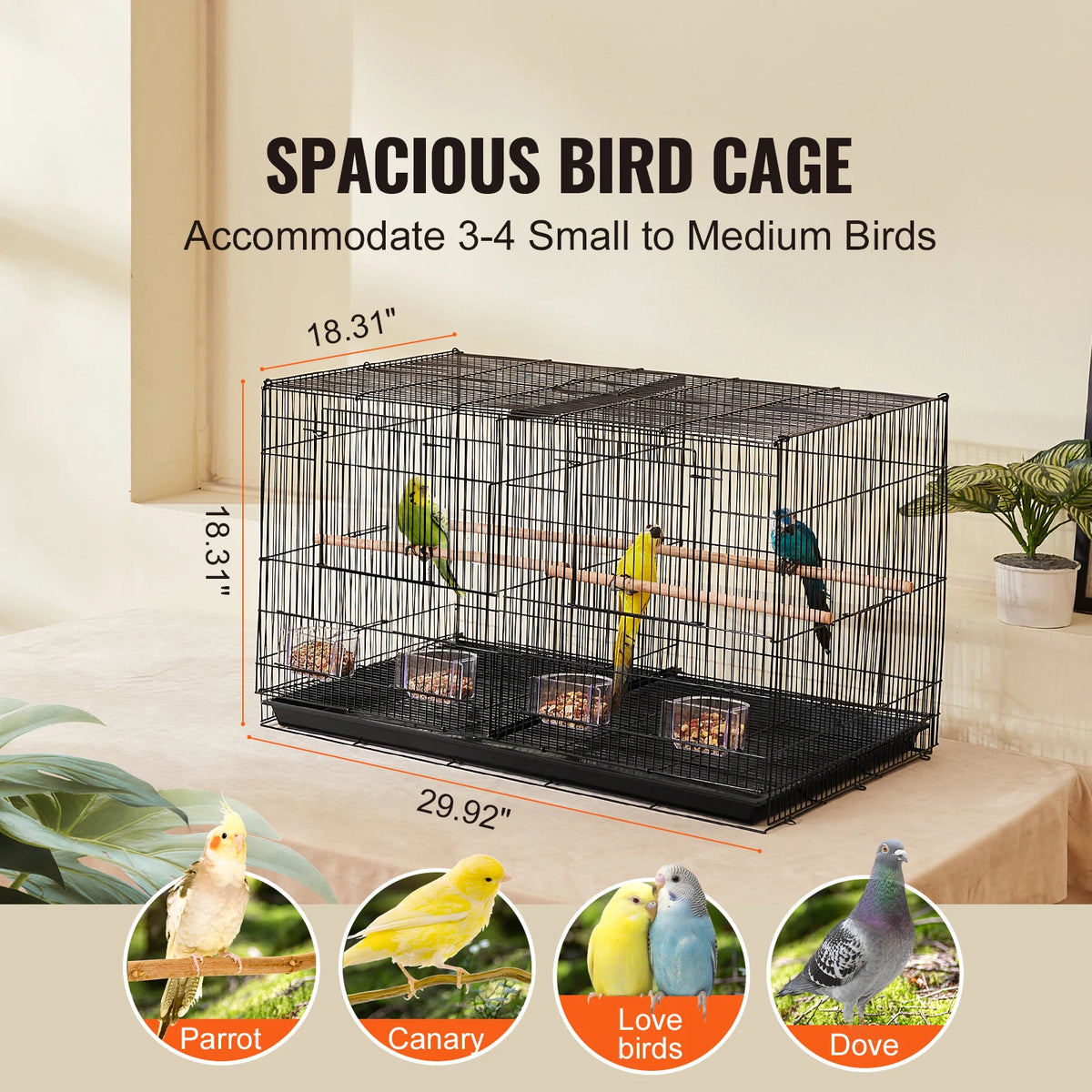 SucceBuy Divided Stackable Travel Bird Cage With Secure Doors