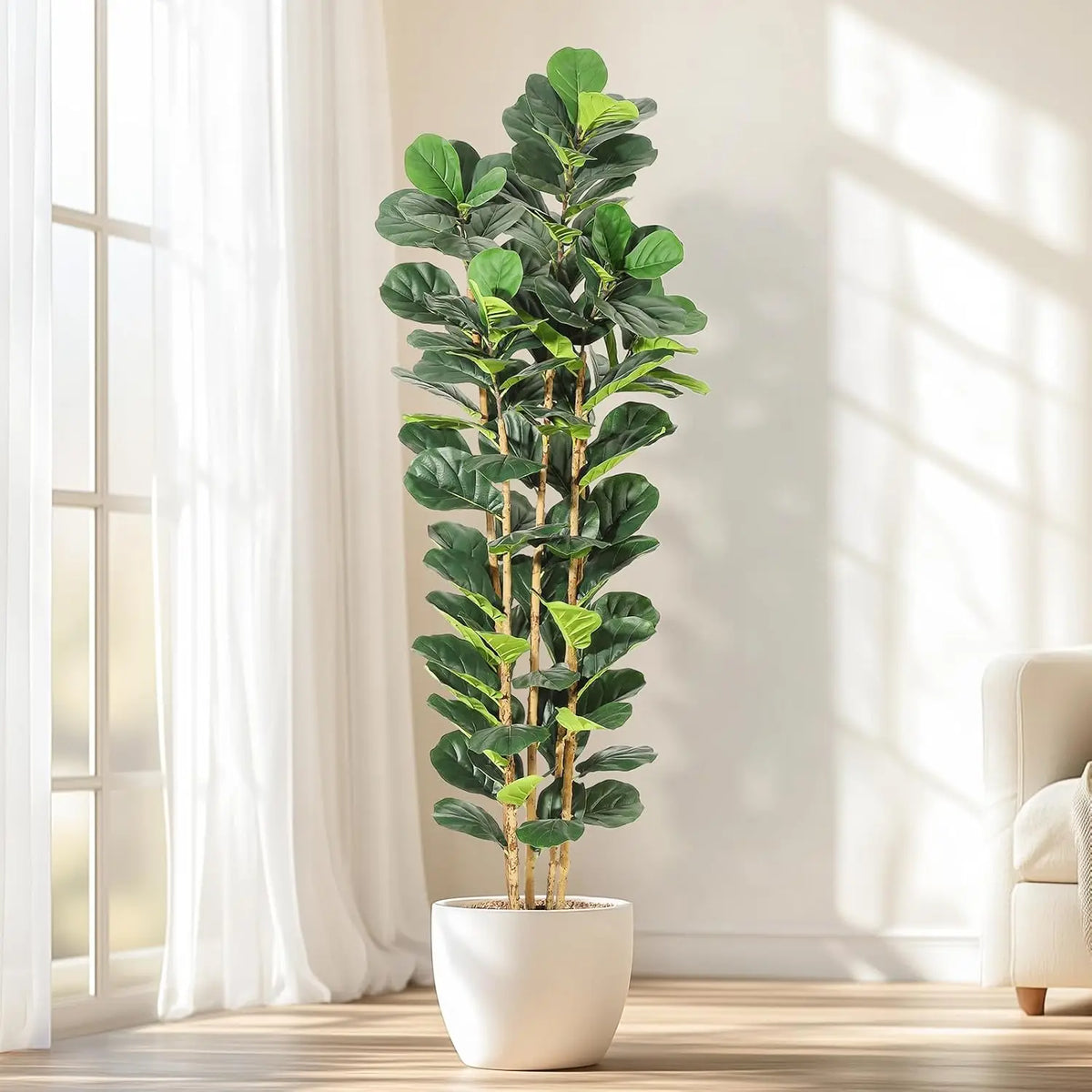 HiMISS Artificial Fiddle Leaf Fig Tree With Pot Outdoor Decor