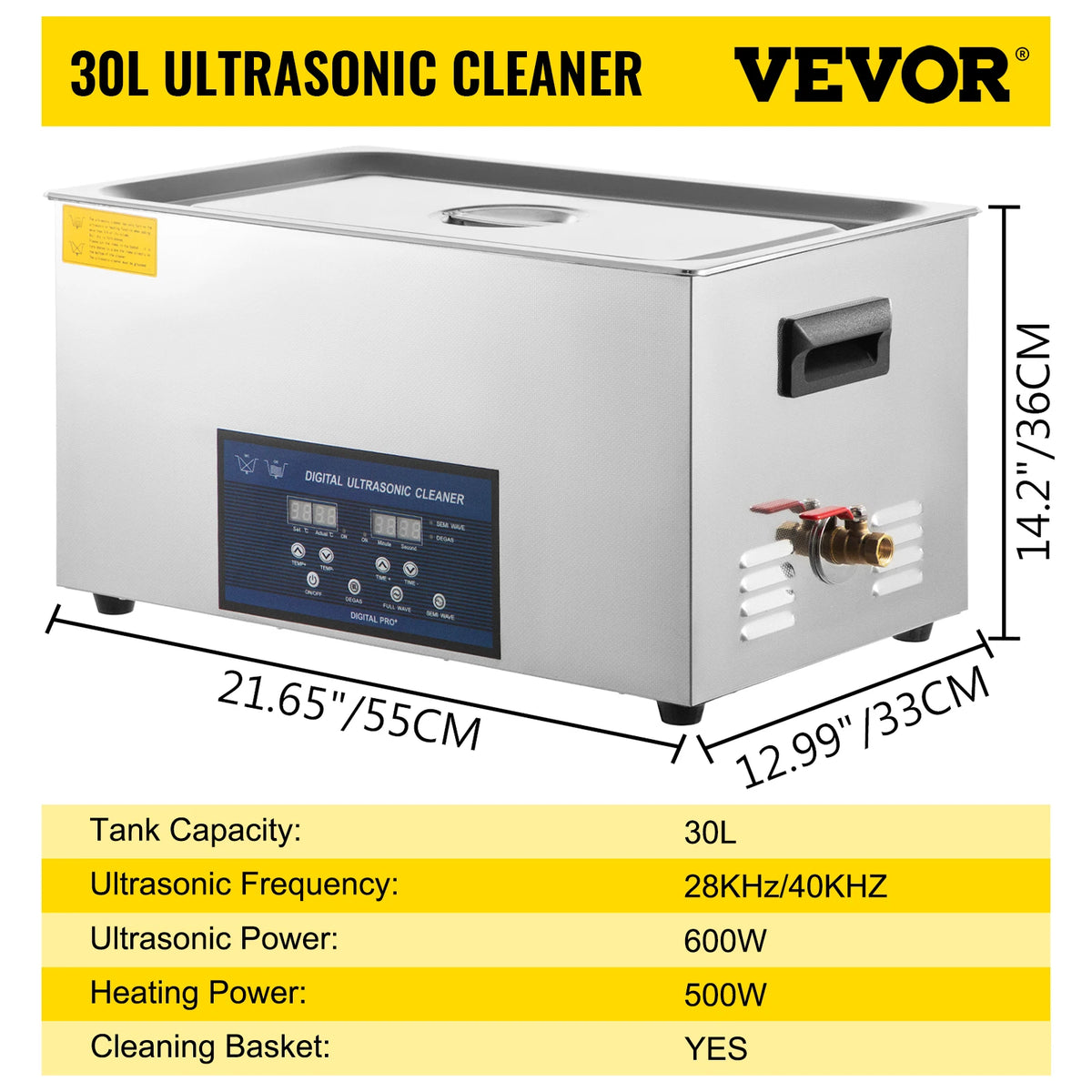 SucceBuy Dual Frequency Digital Ultrasonic Cleaner for Home Appliance Use