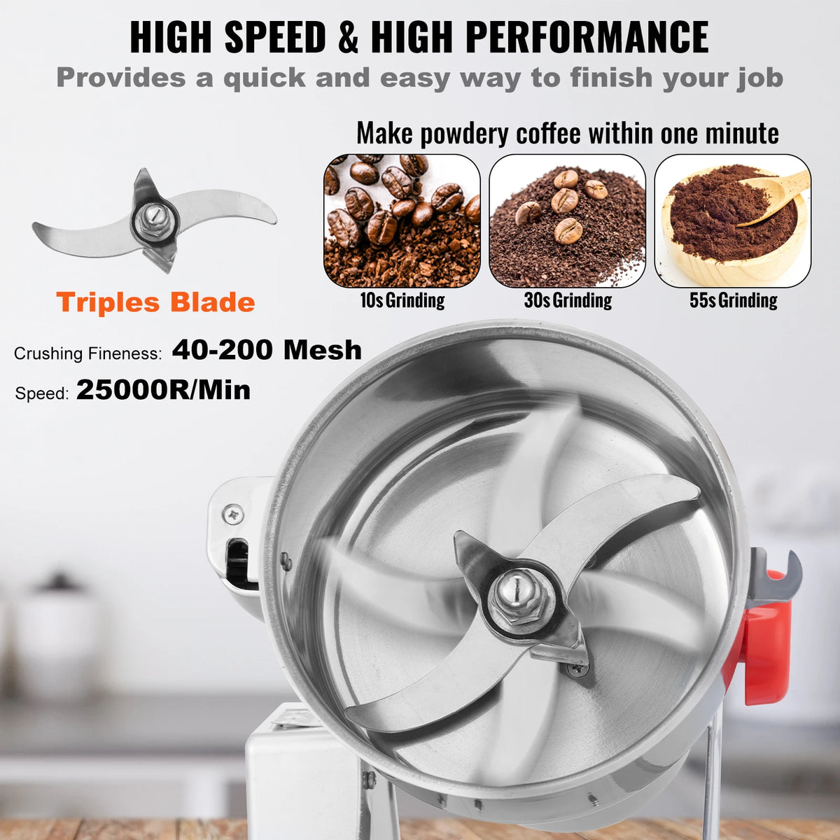 SucceBuy Commercial Electric Grain Mill and Spice Grinder