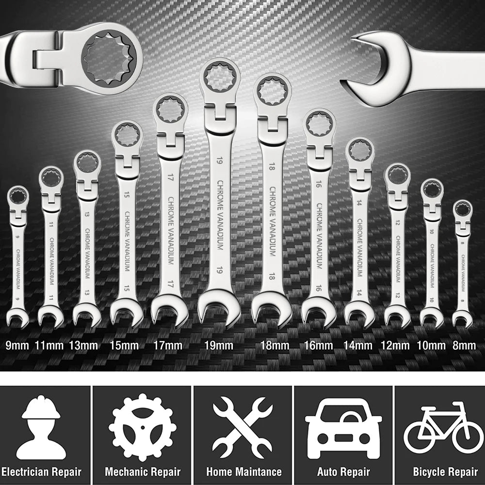 Double End Ratchet Wrench Set for Garage and Home Repair