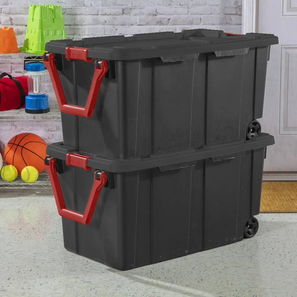 Sterilite Wheeled Industrial Plastic Storage Container For Garage