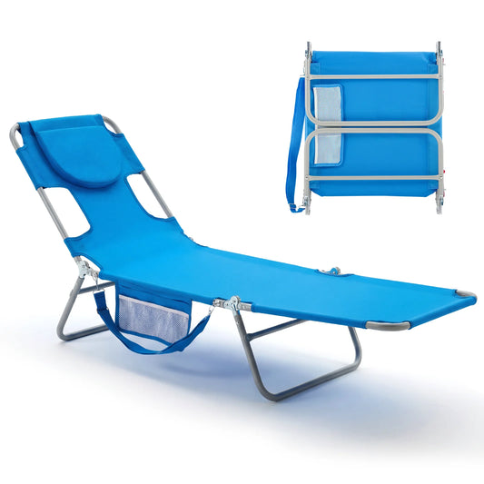 JHK Adjustable Reclining Foldable Outdoor Beach Lounge Chair