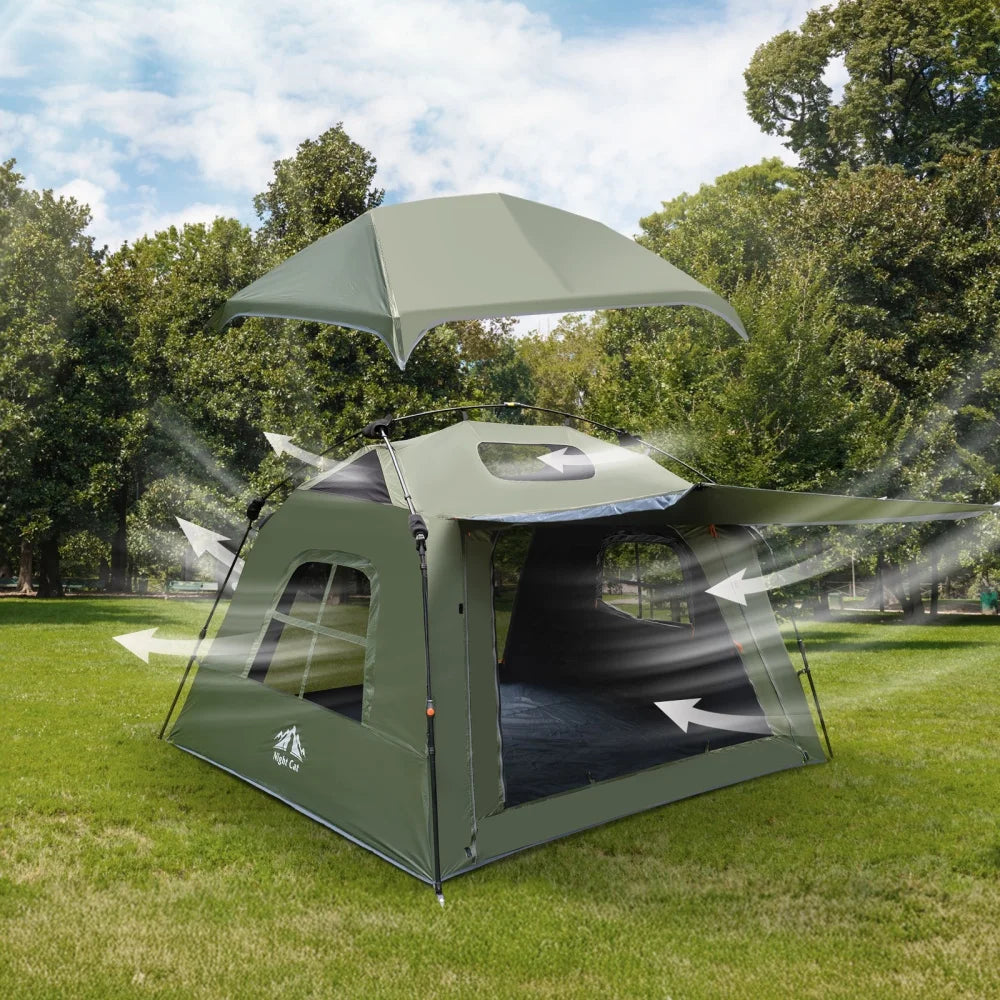 Night Cat Pop Up Blackout Waterproof Camping Tent With Rainfly
