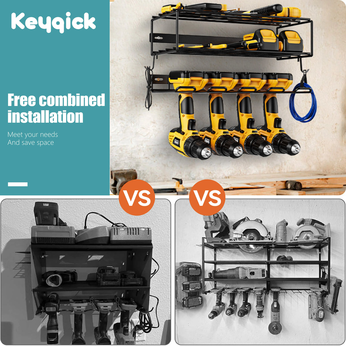 Heavy Duty Metal Wall Mounted Power Tool Storage Rack